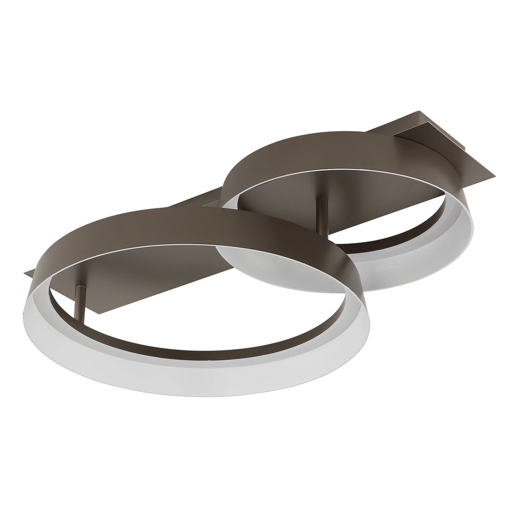 Strakke plafondlamp Syrakus koffie bruin 2 ringen Globo 9007371573080