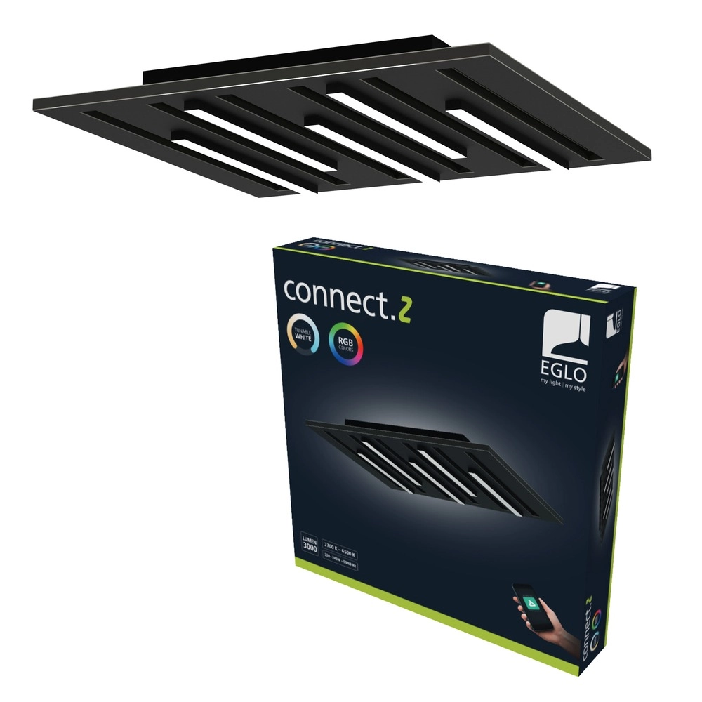 Smart plafonniere Pitrignani-Z vierkant 38 x 38cm zwart Eglo 9008606390526