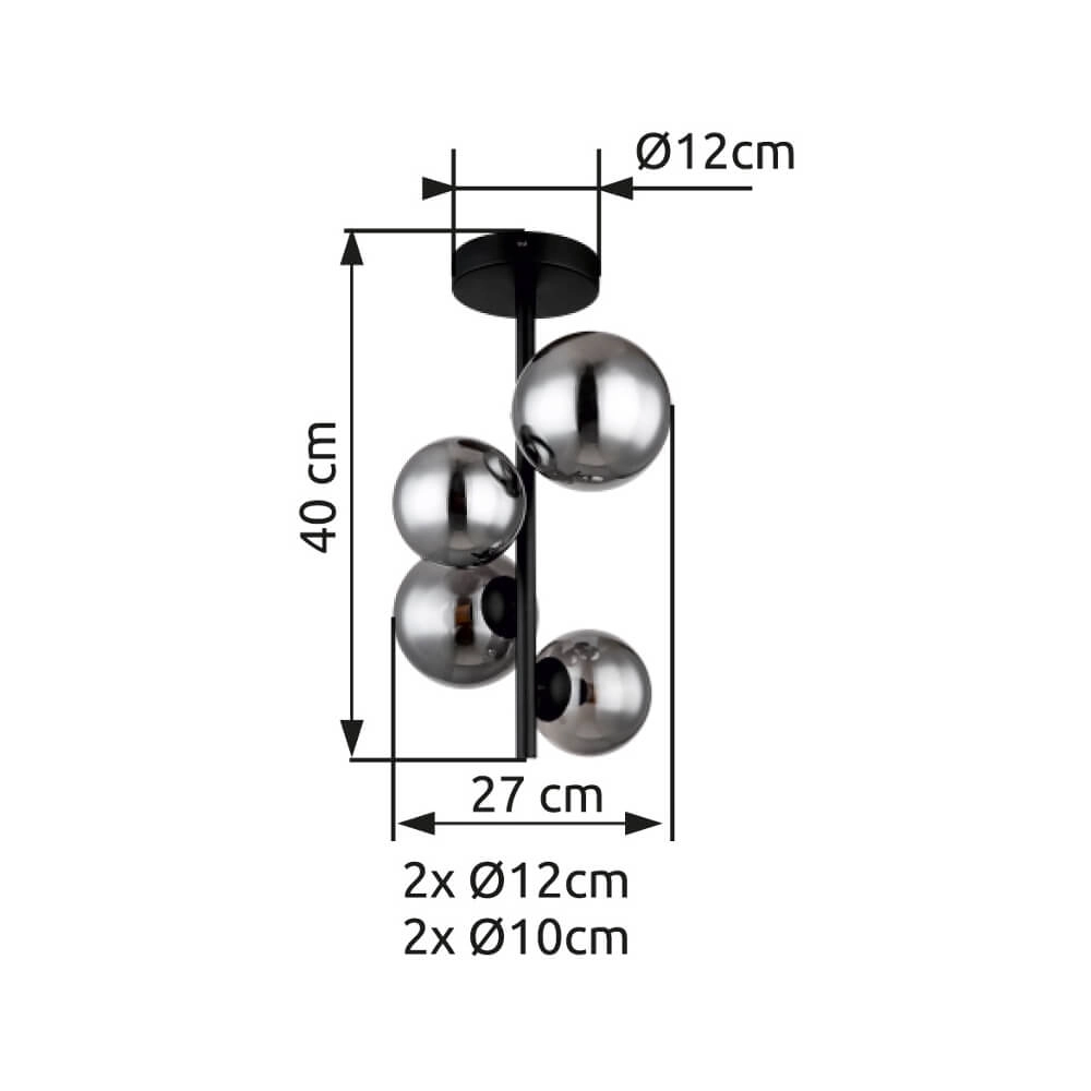 Zwarte plafondlamp Riha 4-lichts Globo 9007371434244