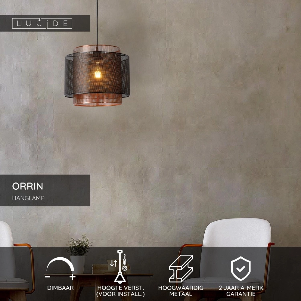 Design hanglamp Orrin zwart Lucide 5411212021878