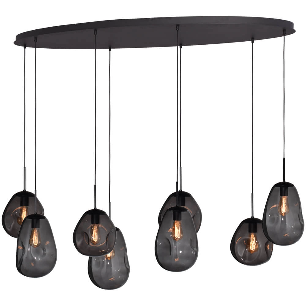 Hanglamp Lava Oval 8x smoke glas