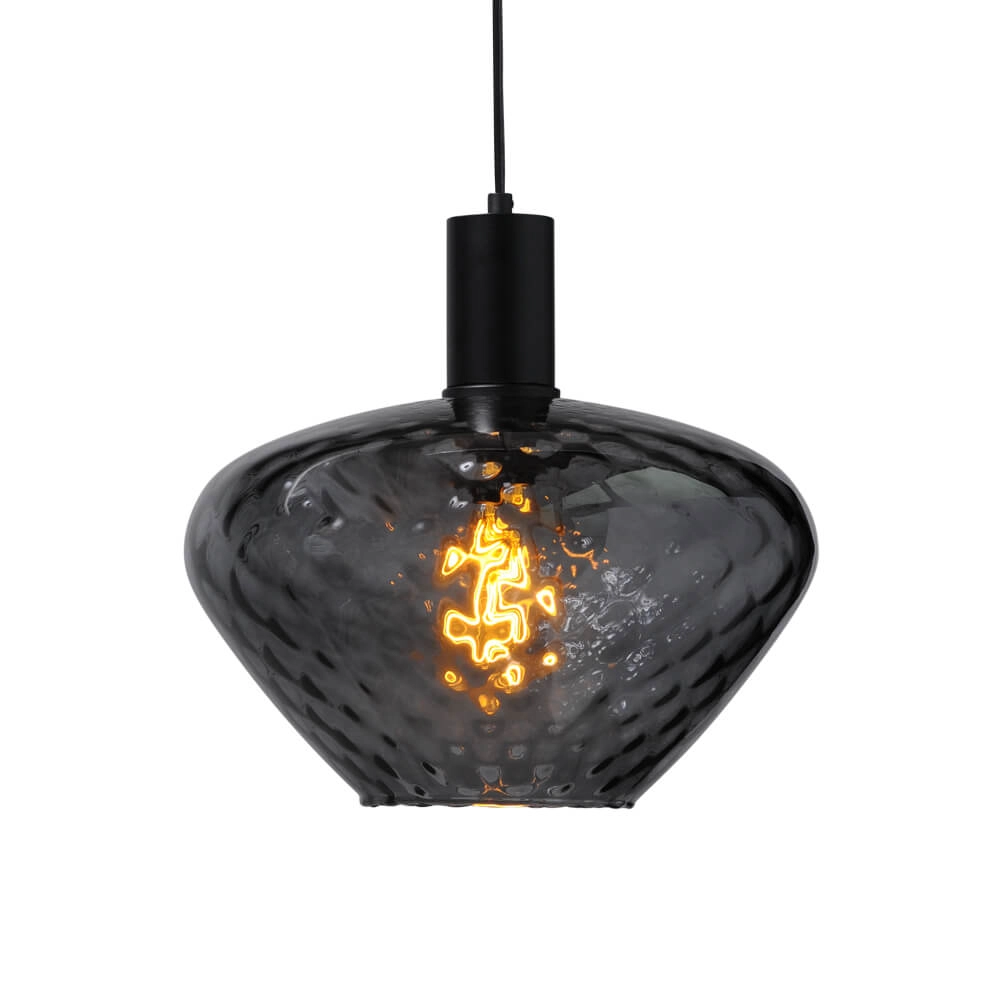 Hanglamp zwart Porto met Blossom smoke glas - Ø 30cm
