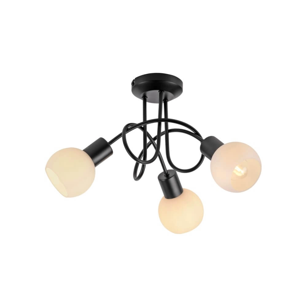 Zwarte plafondlamp Loki 3-lichts krul Just Light 4043689000783