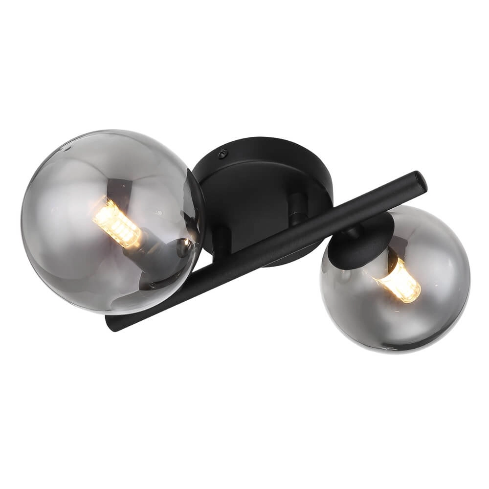 Zwarte wandlamp Riha 2-lichts