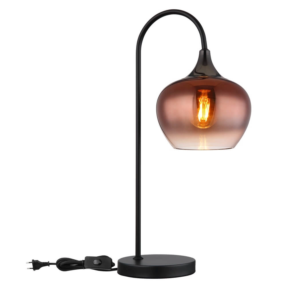 Zwarte tafellamp Maxy met rood glas enkel Globo 9007371456987