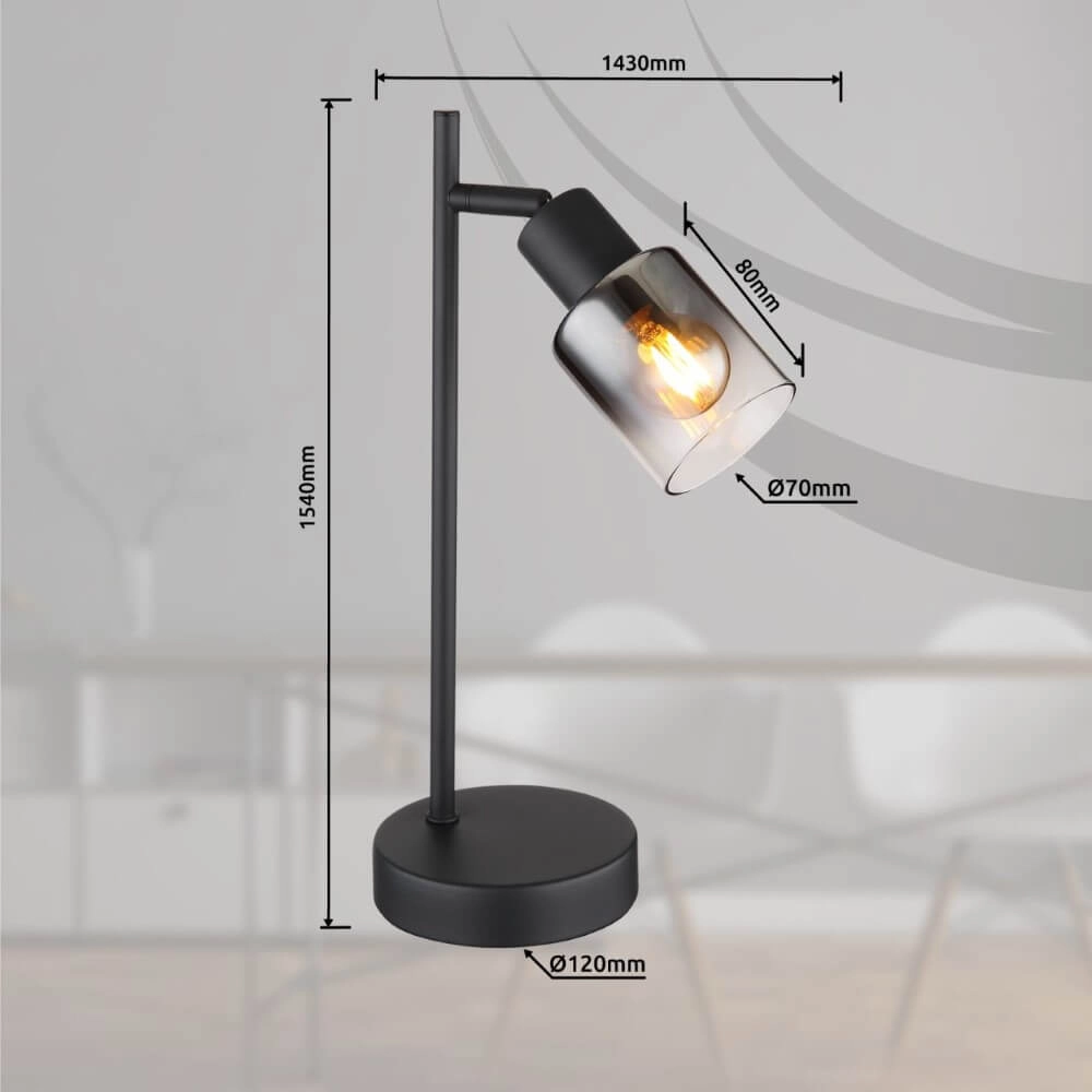 Tafellamp Hubertus met smoke glas Globo 9007371446025