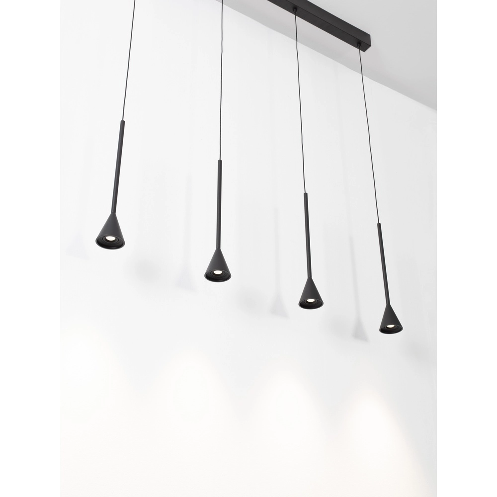 Hanglamp Net recht 5-lichts zwart