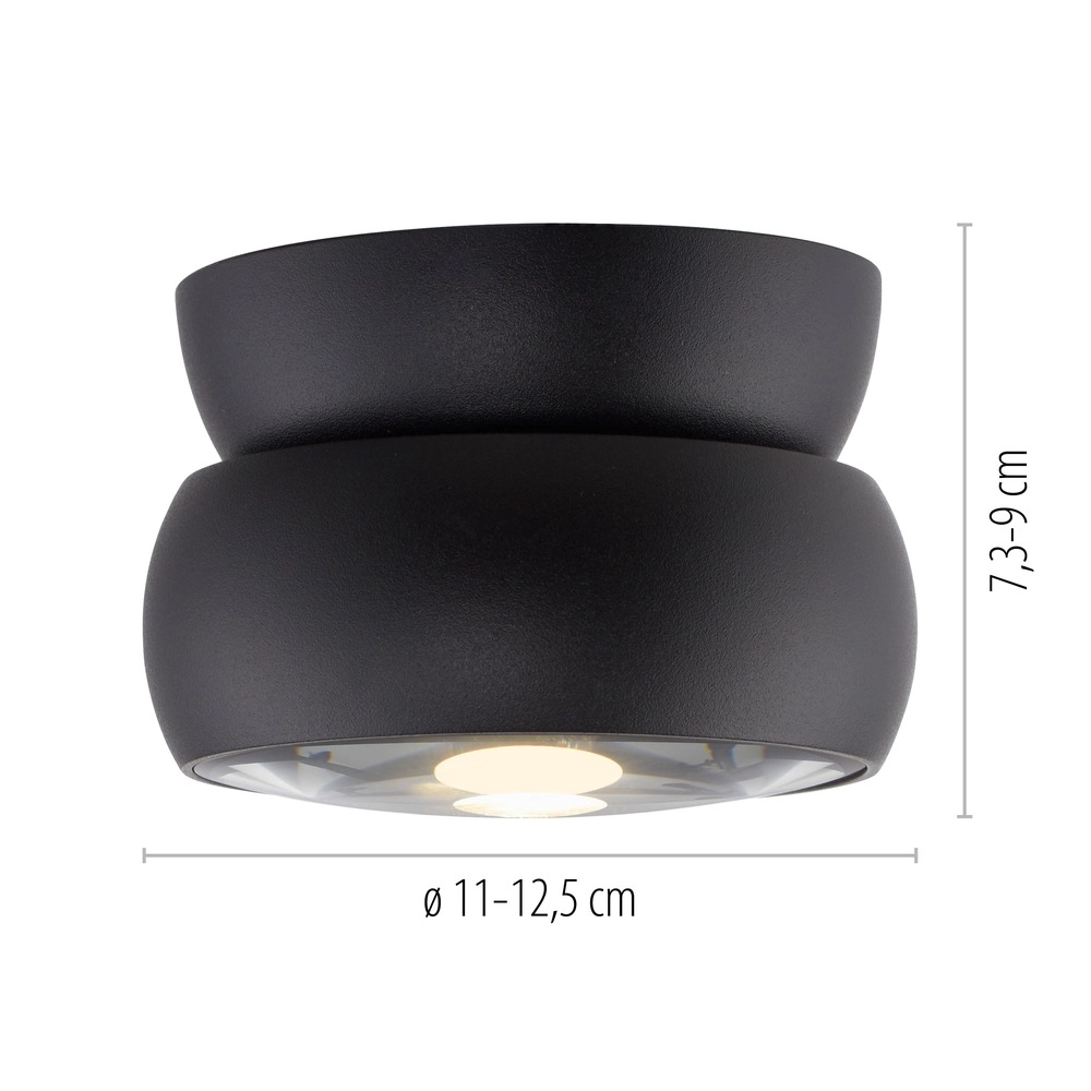 Zwarte opbouwspot Pure Move Ø 11cm - Led Paul Neuhaus 4012248395745