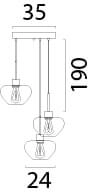 3-lichts hanglamp Genua zwart met 3x goud glas Ø 24cm Masterlight 8718121357058