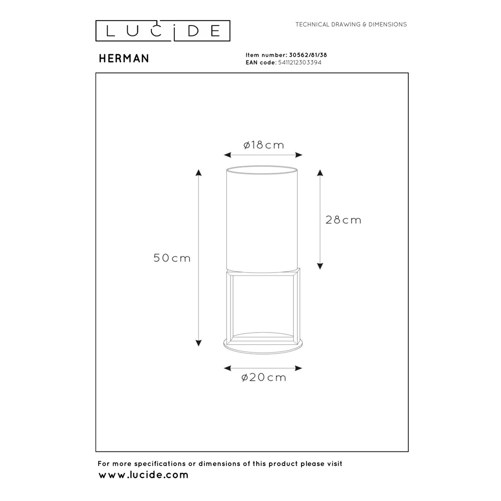 Tafellamp Herman zand bruin Lucide 5411212303394