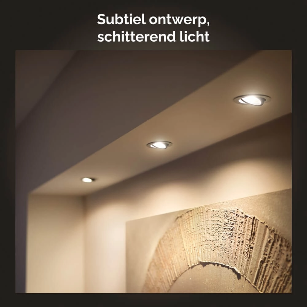 Inbouwspot Hue Milliskin - White Ambiance set van 3 zilvergrijs Philips 8720169319813