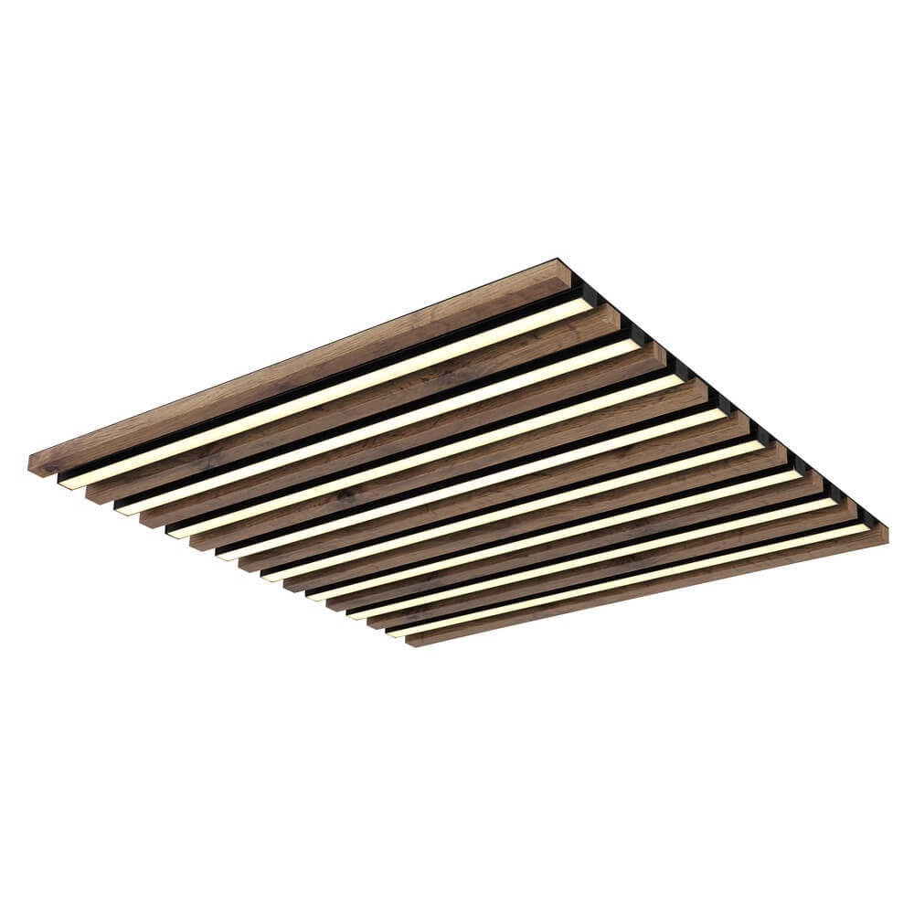 Plafondlamp Hayden zwart met hout vierkant 60cm Globo 9007371513642