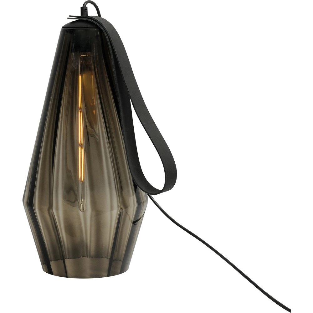 Tafellamp zwart Diamond 40cm met smoke glas