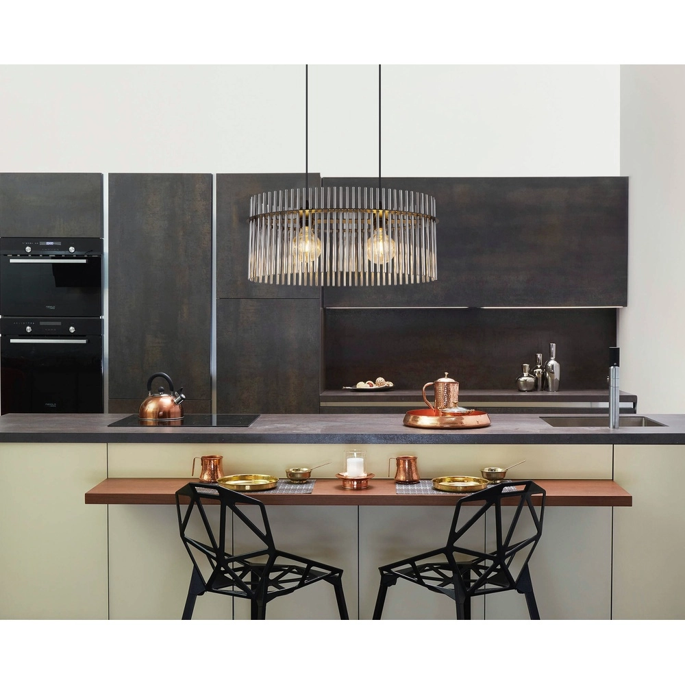 Hanglamp Gorley zwart met smoke glas staafjes Globo 9007371506149