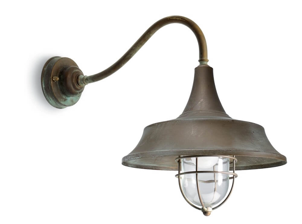 Rechte wandlamp Atelier verouderd messing