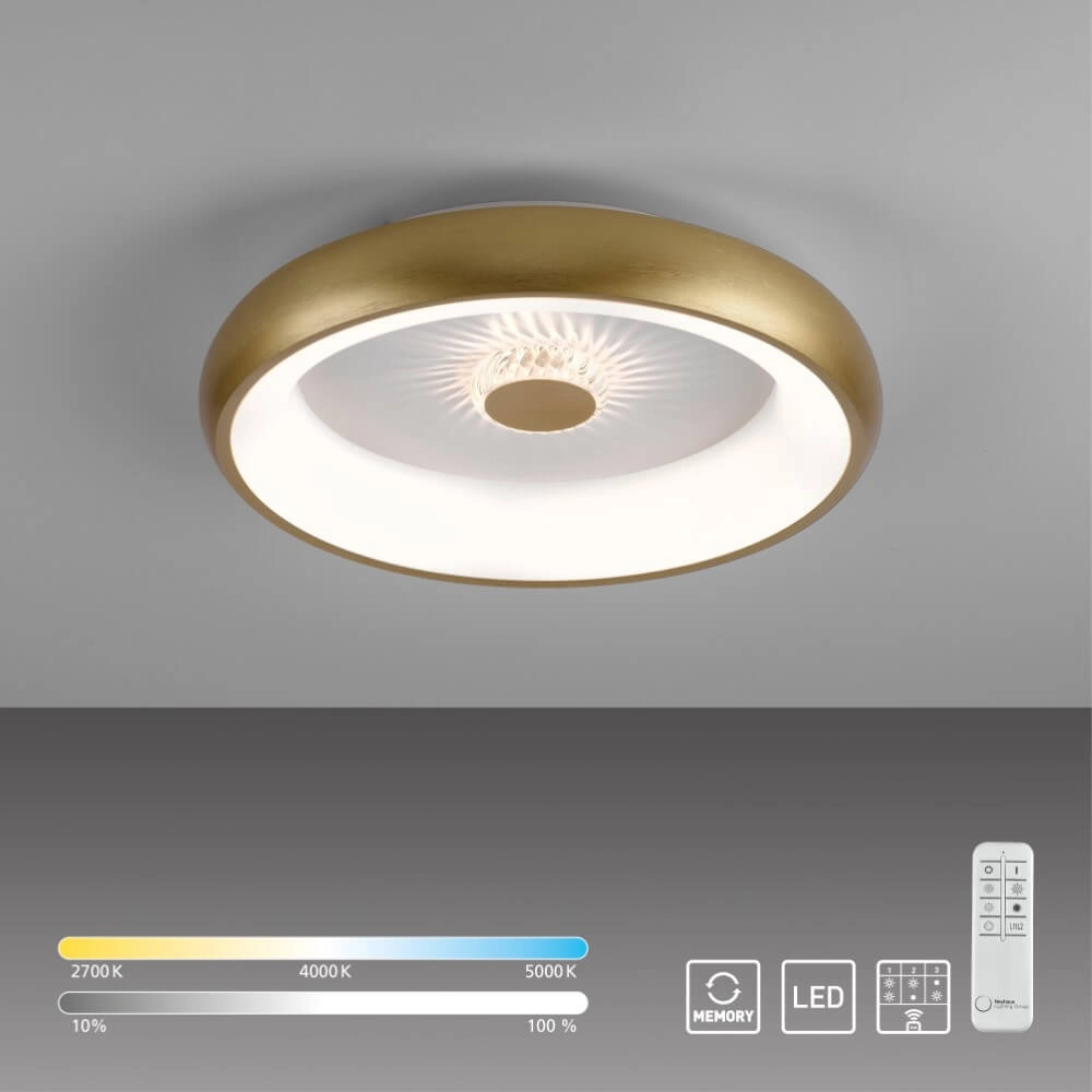 Ronde plafondlamp Vertigo messing Ø 46,5cm Just Light 4043689994716
