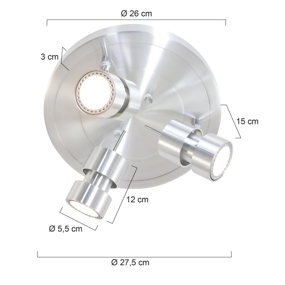 Led plafondspot Natasja Led 3-lichts grijs Steinhauer 8712746112030