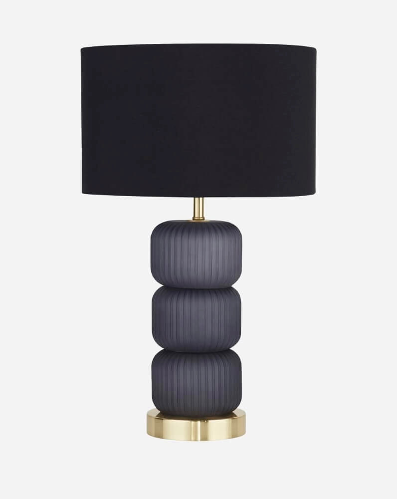 Schemerlamp Tablu blauw en goud met zwarte kap