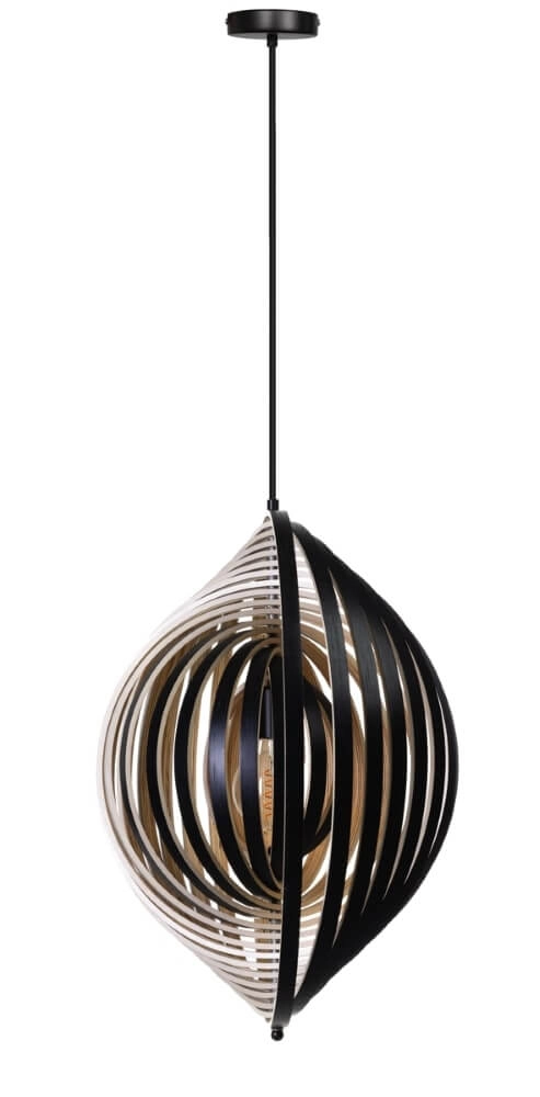 Desing hanglamp Woody zwart met hout Ø 59cm ETH 8720195307549