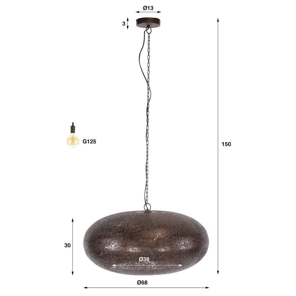 Landelijke hanglamp Cielo antiek koper Ø 68cm Lyora 8716803514973