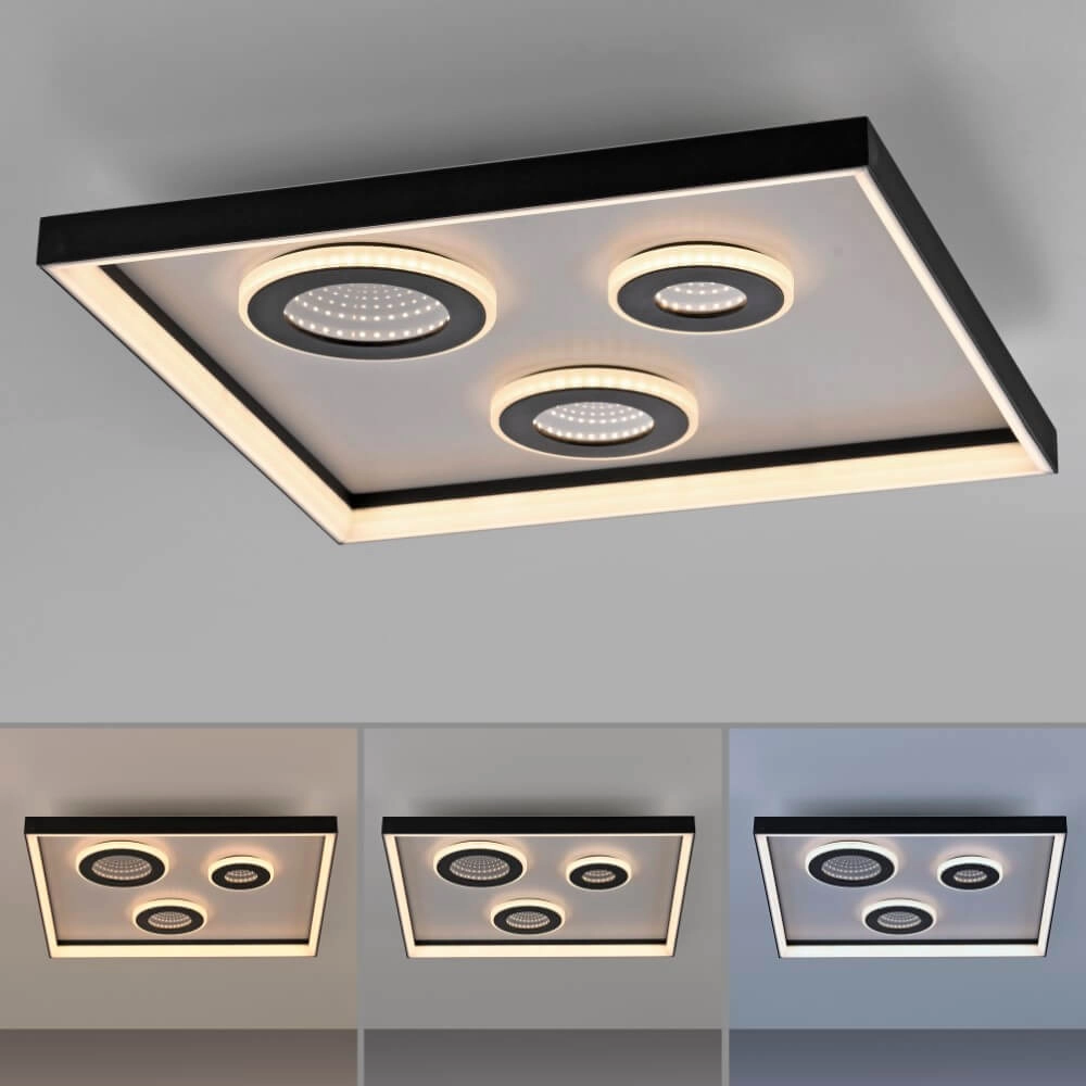 Vierkante plafondlamp Dune zwart Paul Neuhaus 4012248384916