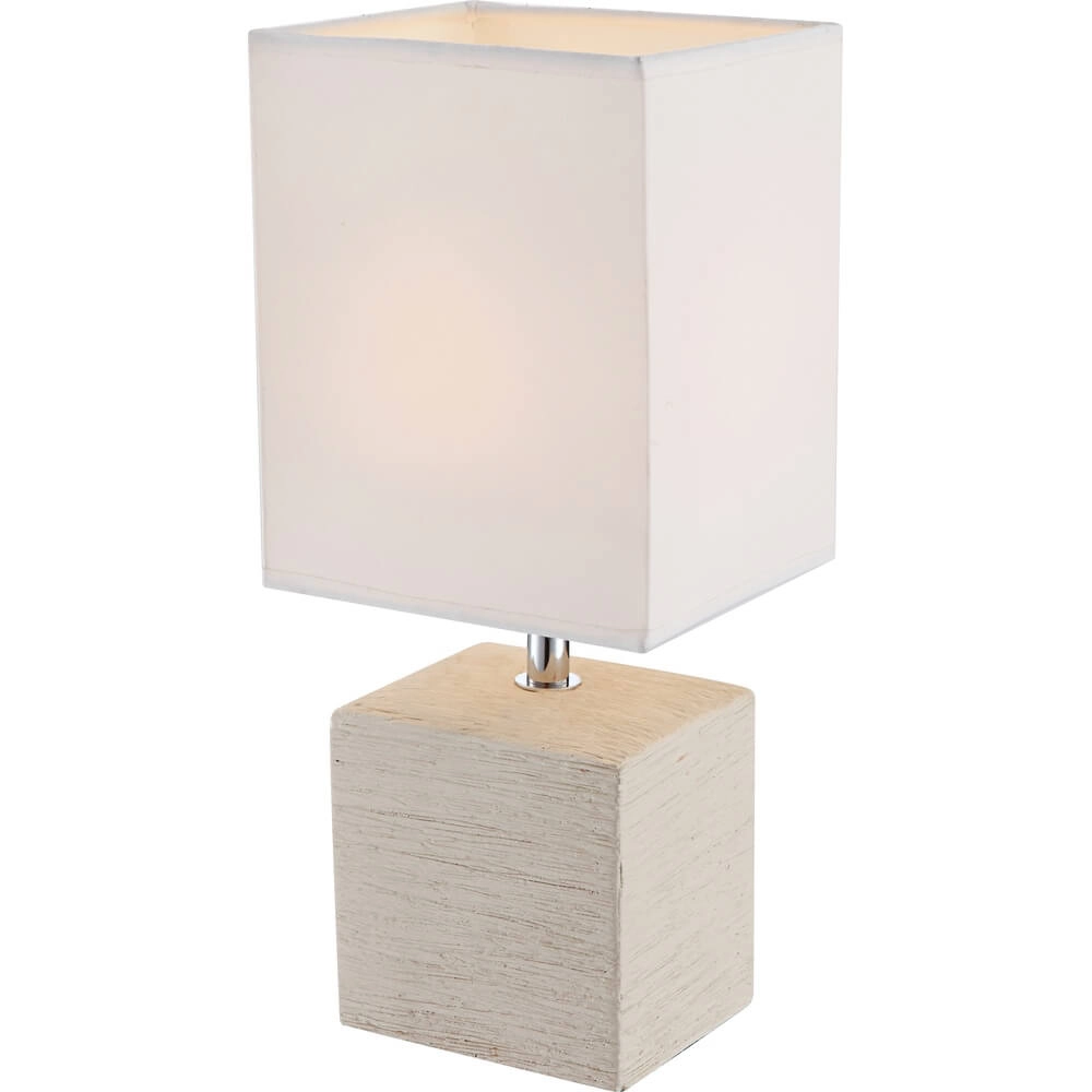 Strakke tafellamp Geri crème met witte kap