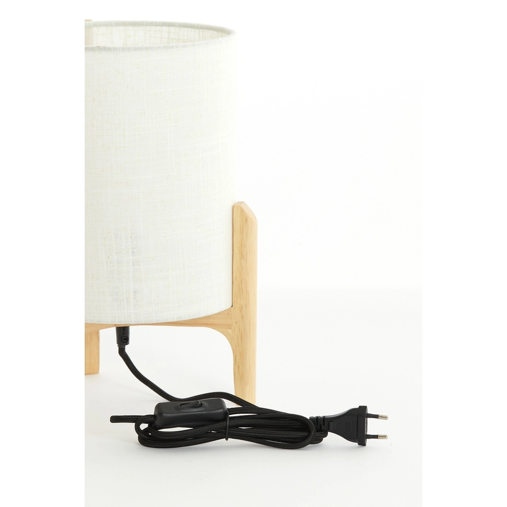 Schemerlamp Litto Ø 22cm - houtlook met naturel linnen Light & Living 8717807792688