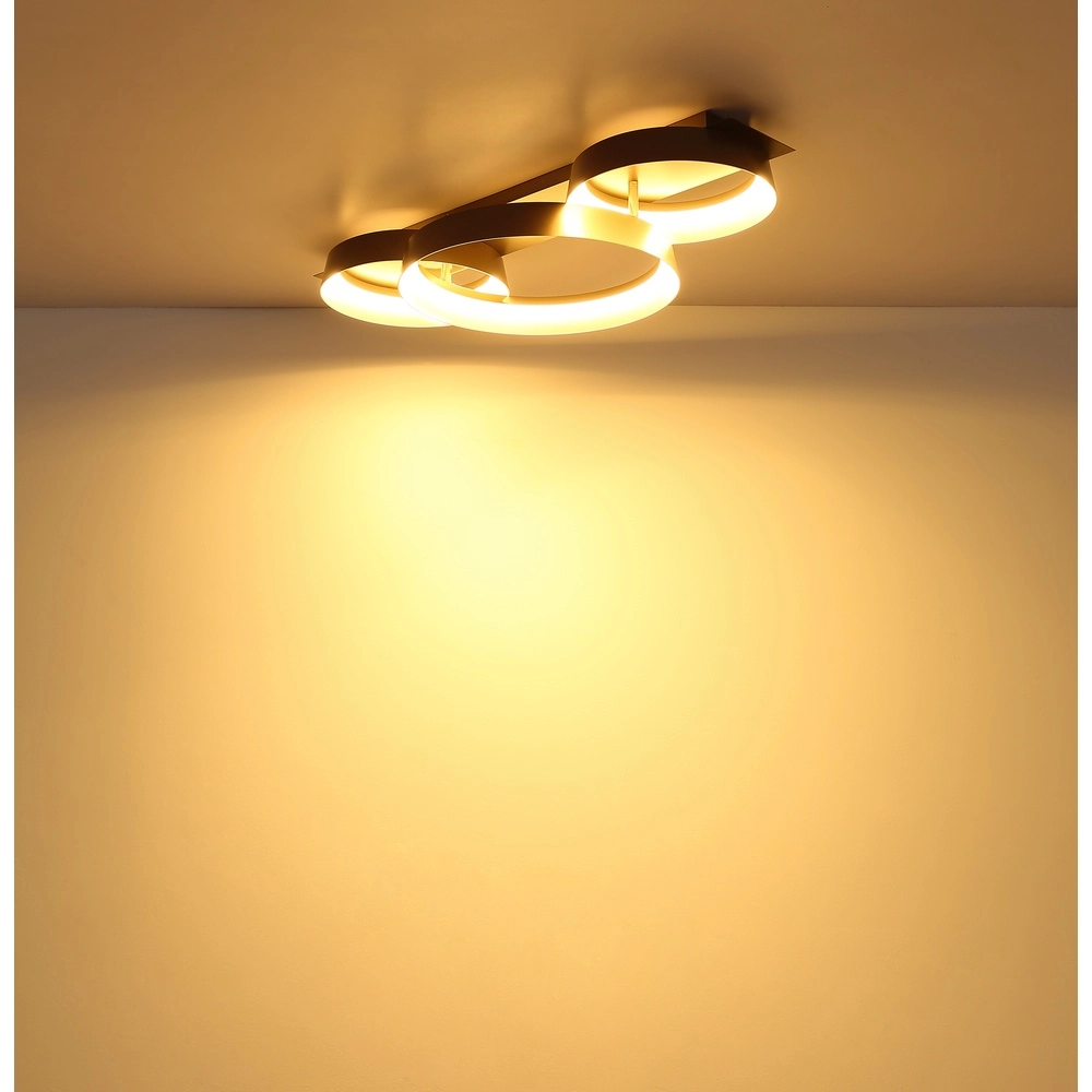 Strakke plafondlamp Syrakus koffie bruin 3 ringen Globo 9007371576081