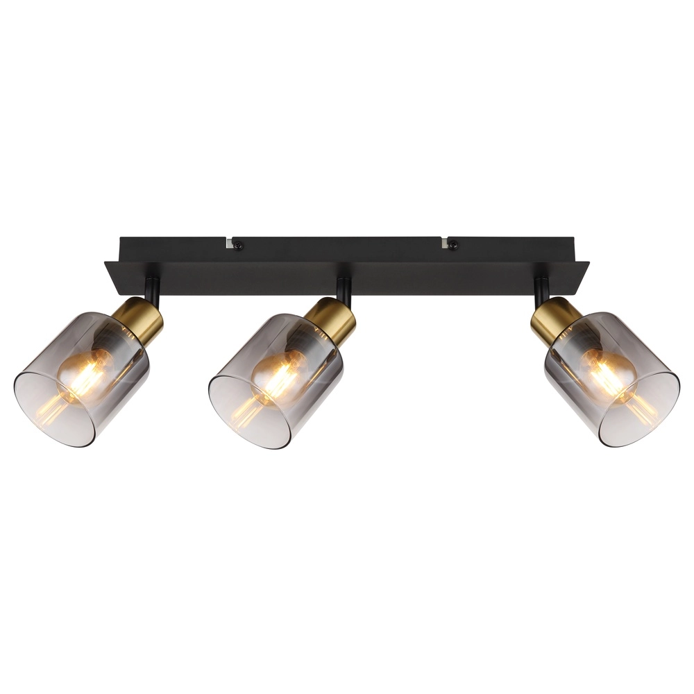 3-lichts plafondlamp Hollsy zwart met smoke glas Globo 9007371448852