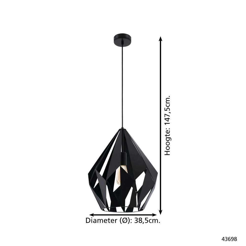 Zwarte hanglamp Carlton 5 Ø 38,5cm Eglo 9002759436988