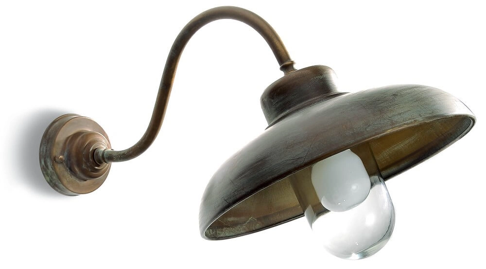 Schuine wandlamp Samoa verouderd messing