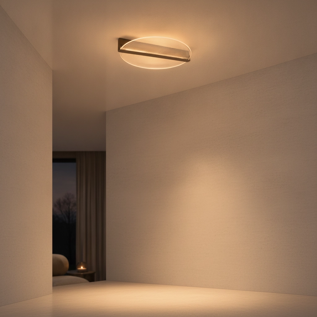 Strakke plafondlamp Noah Ø 42cm koffie bruin