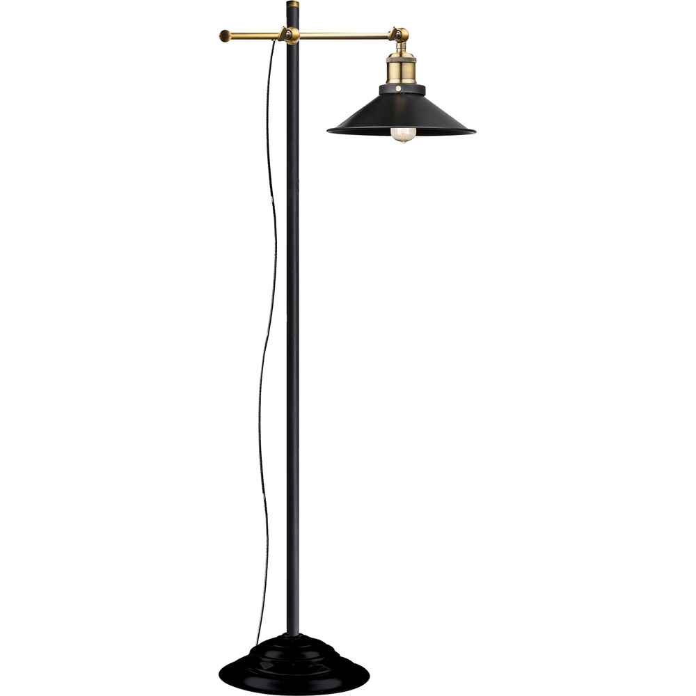 Industriele vloerlamp Lenius zwart met goud