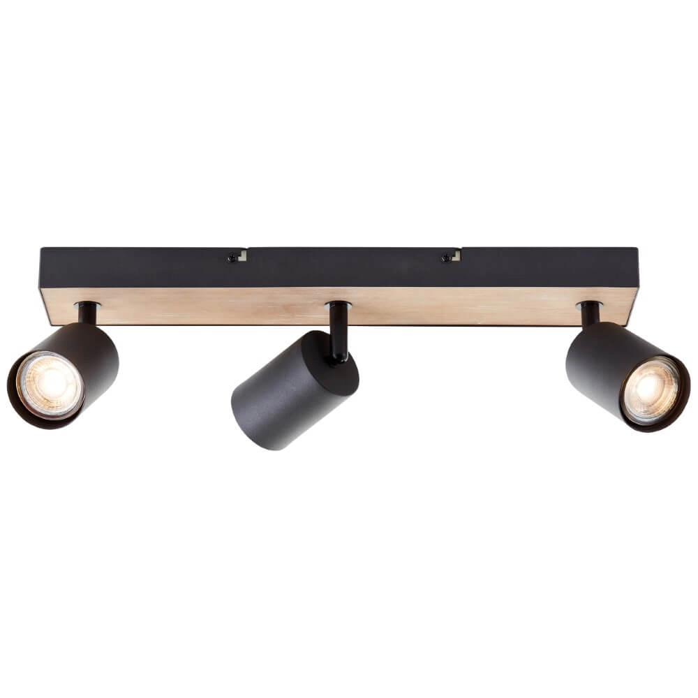 3-lichts lamp Jello Wood zwart met hout