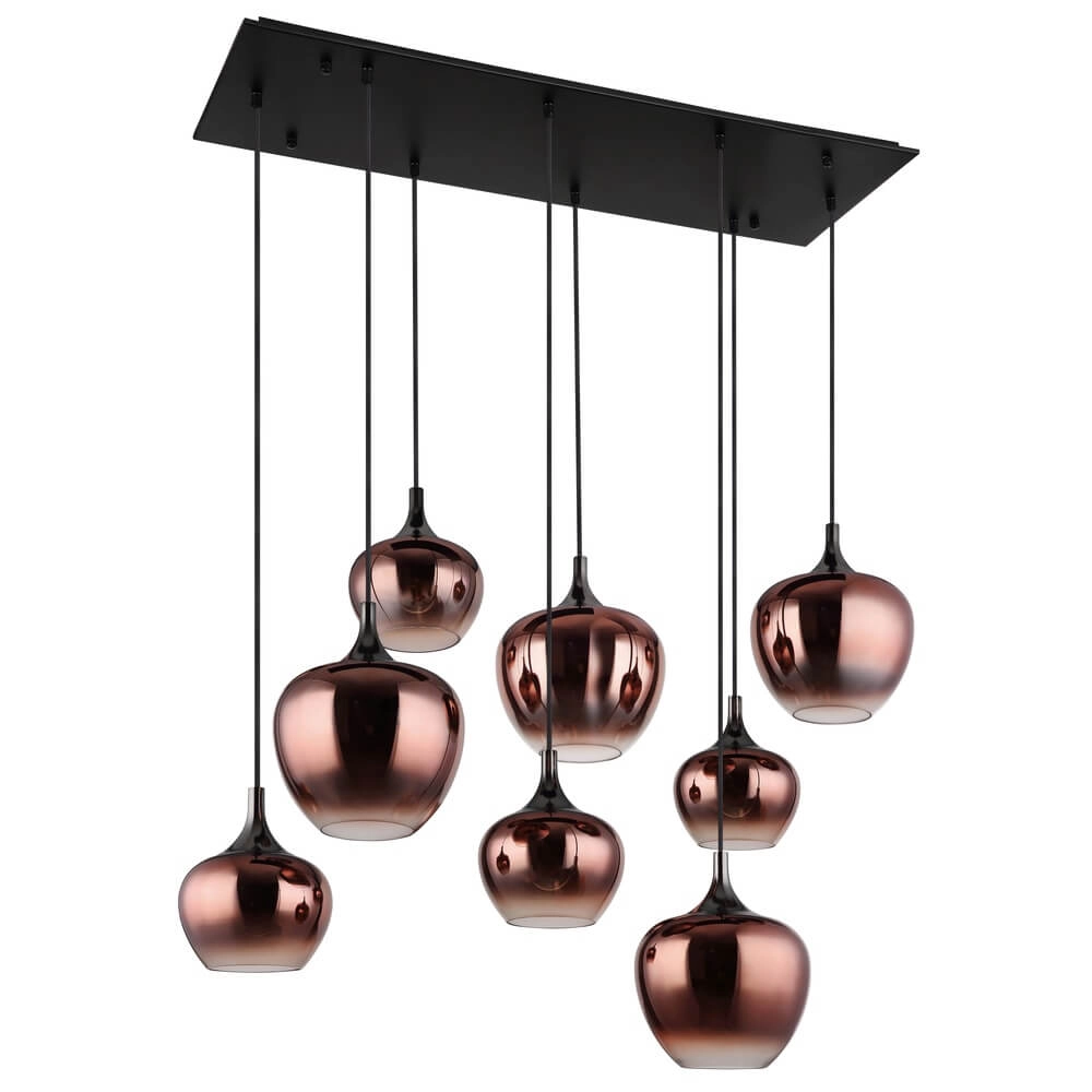 Zwarte hanglamp Maxy met rood glas 8-lichts Globo 9007371453986