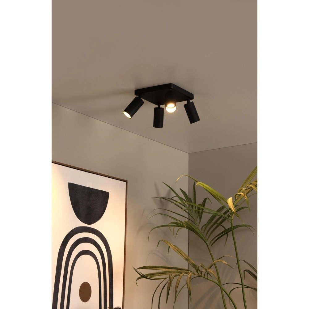 Opbouw plafondspot Clubs 4-lichts zwart Lucide 5411212093523