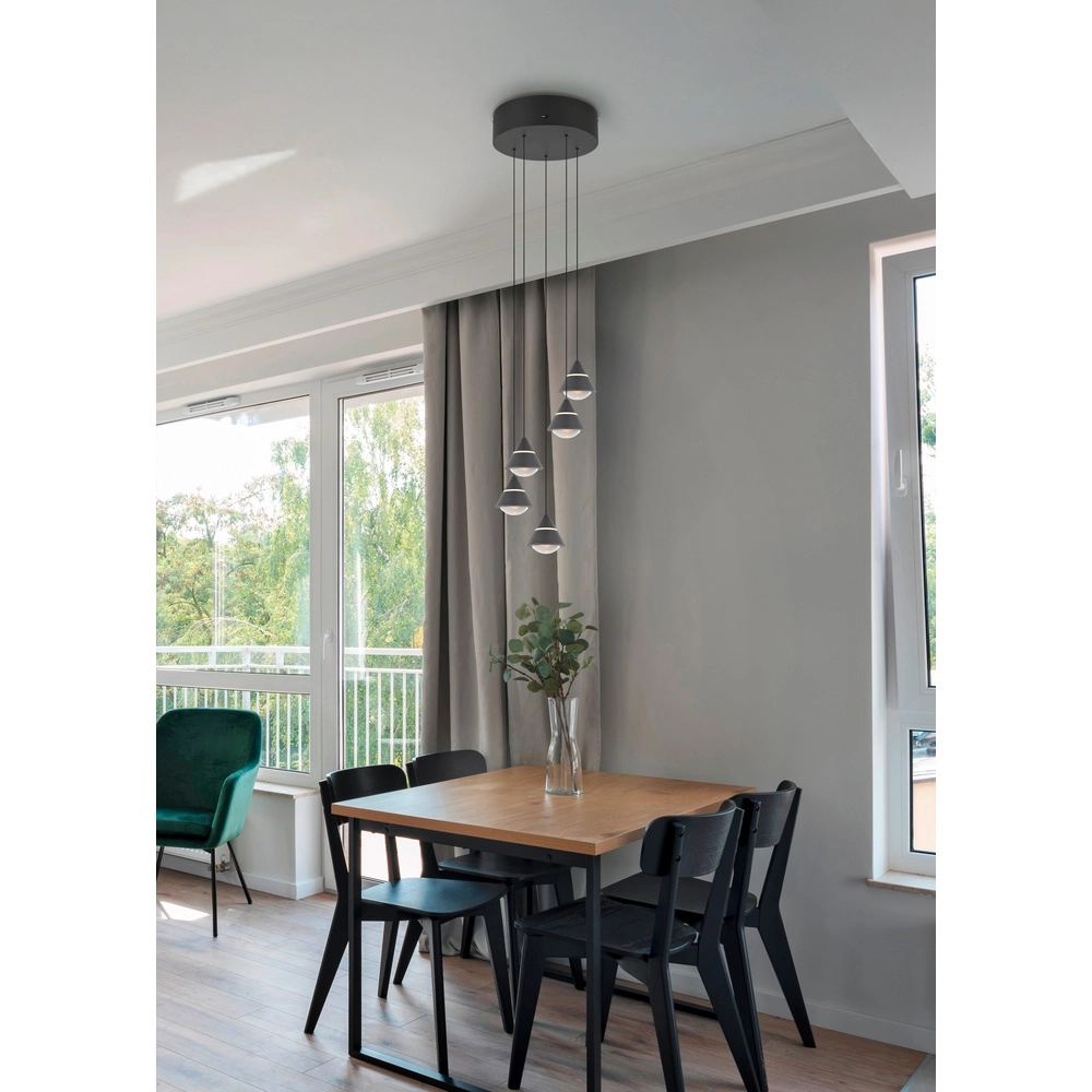 Design hanglamp Romeo 5-lichts zwart Trio 4017807667806