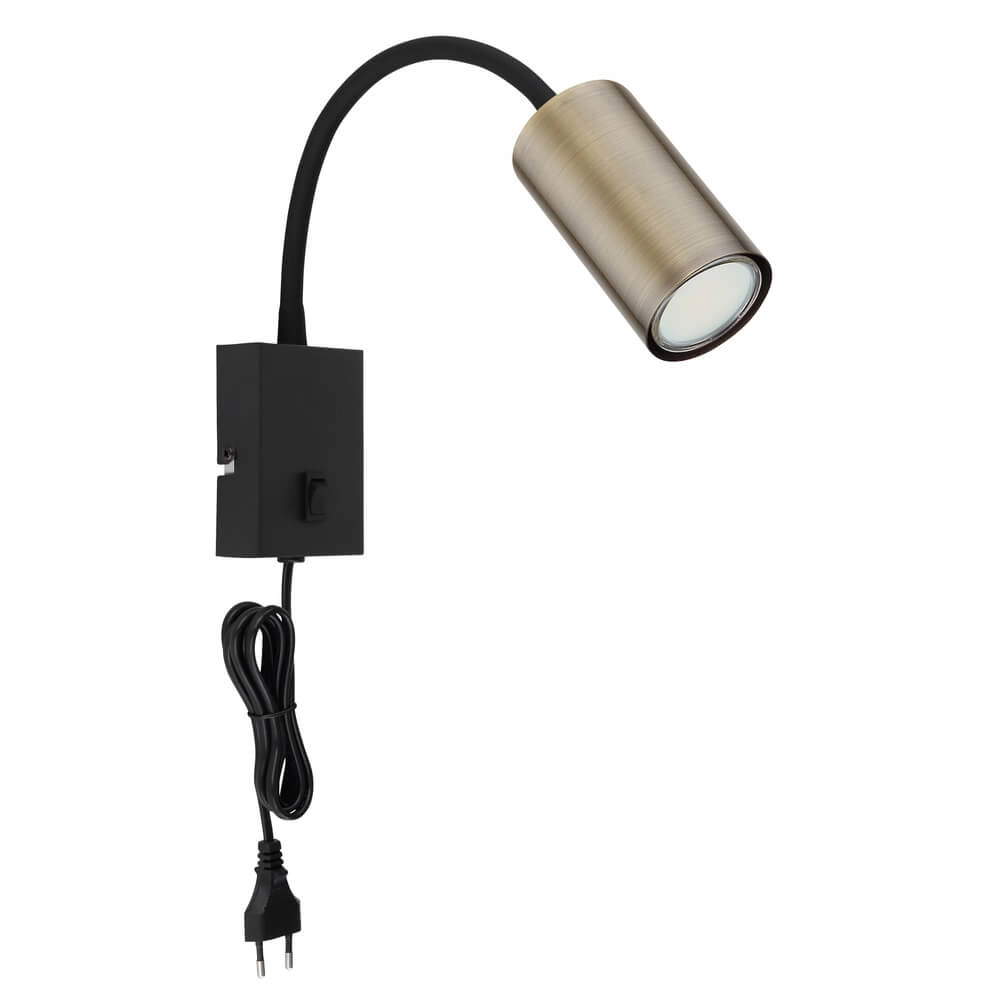 Zwarte wandlamp Robby met messing Globo 9007371440009