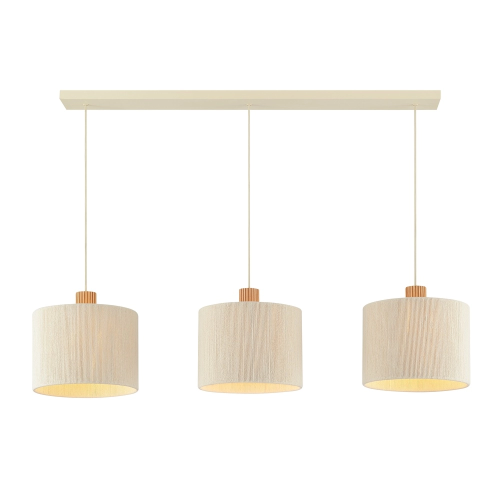 Beige hanglamp Arlo met hout japandi 3-lichts