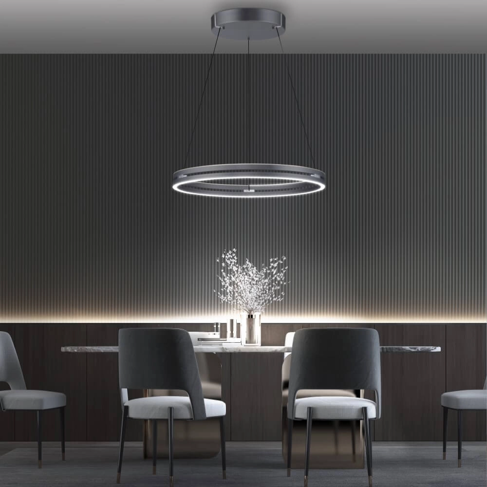 Strakke hanglamp Pure E-Loop grijs Ø 70cm Paul Neuhaus 4012248372289