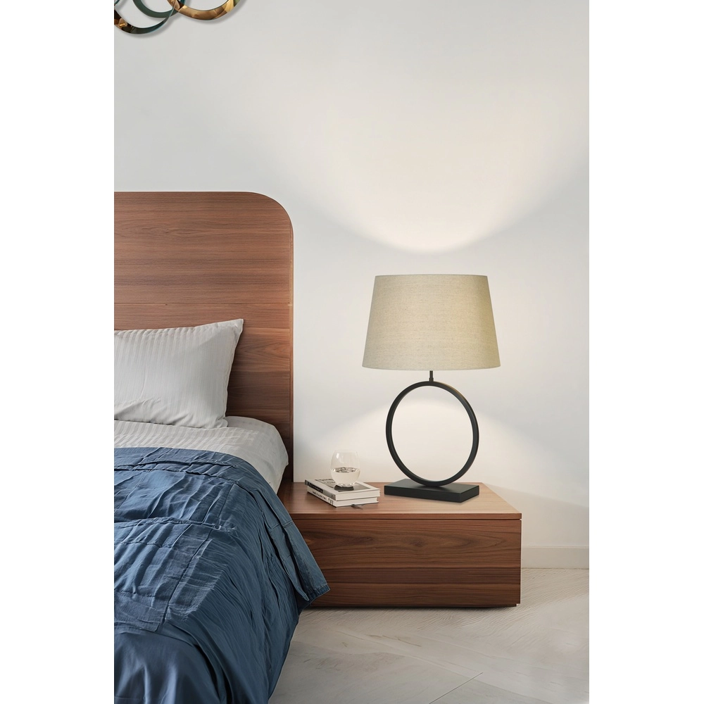 Tafellamp Elegant zwart met creme kap Searchlight 5053423305486