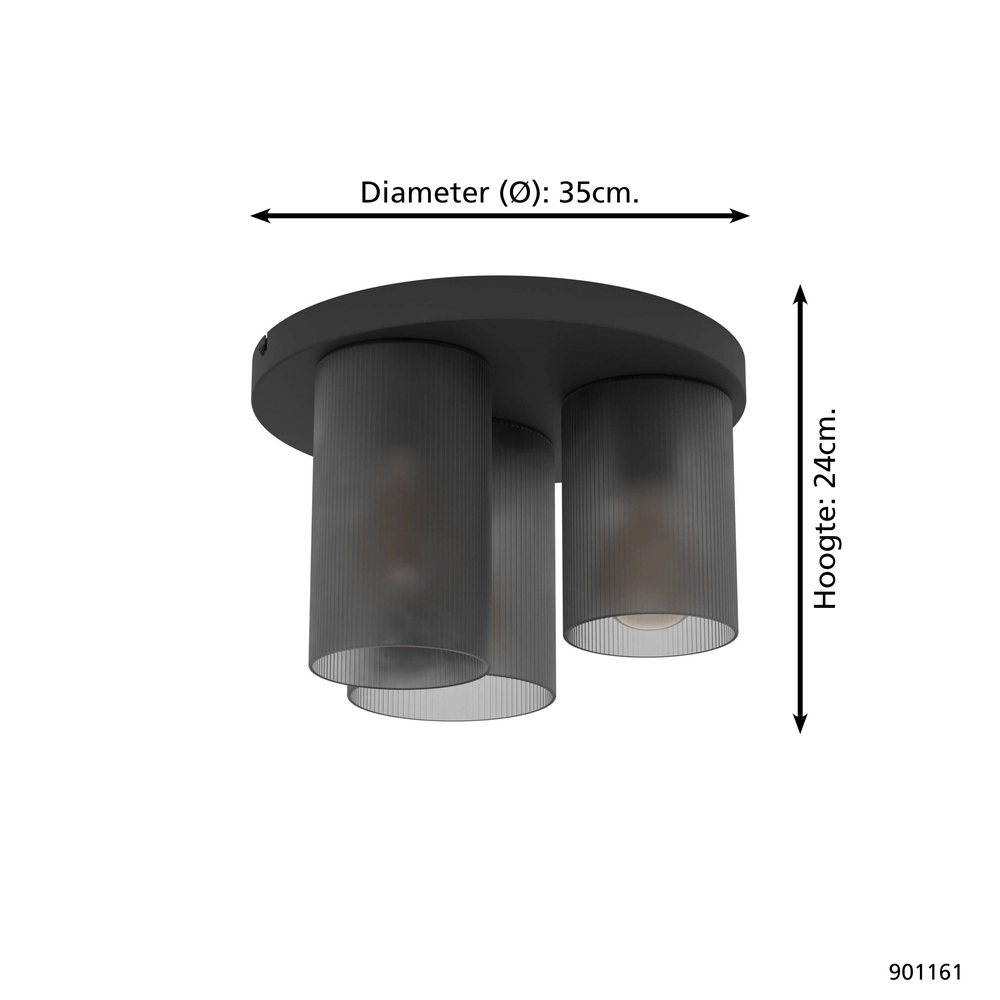 Plafondlamp Colomera smoke frosted glas Eglo 9008606307135