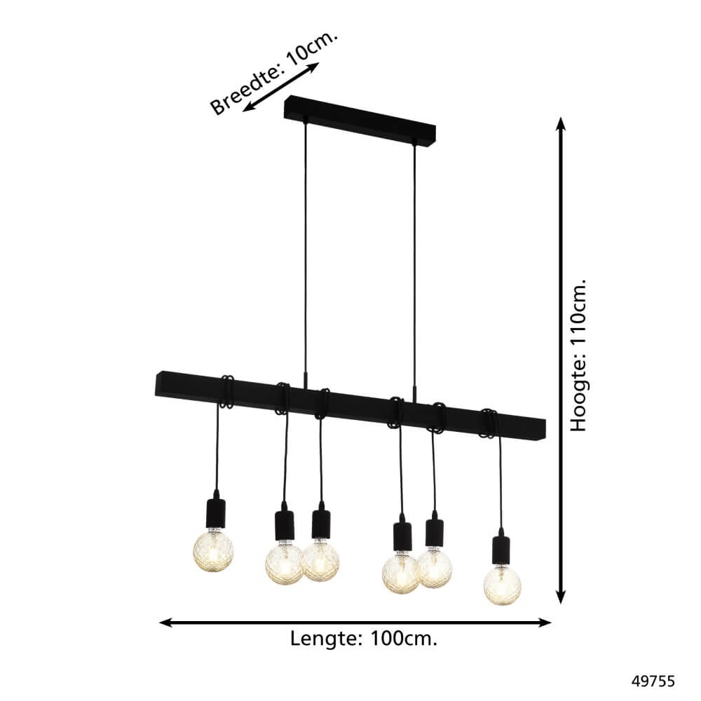 Zwarte hanglamp Townshend 6-lichts Eglo 9002759440626