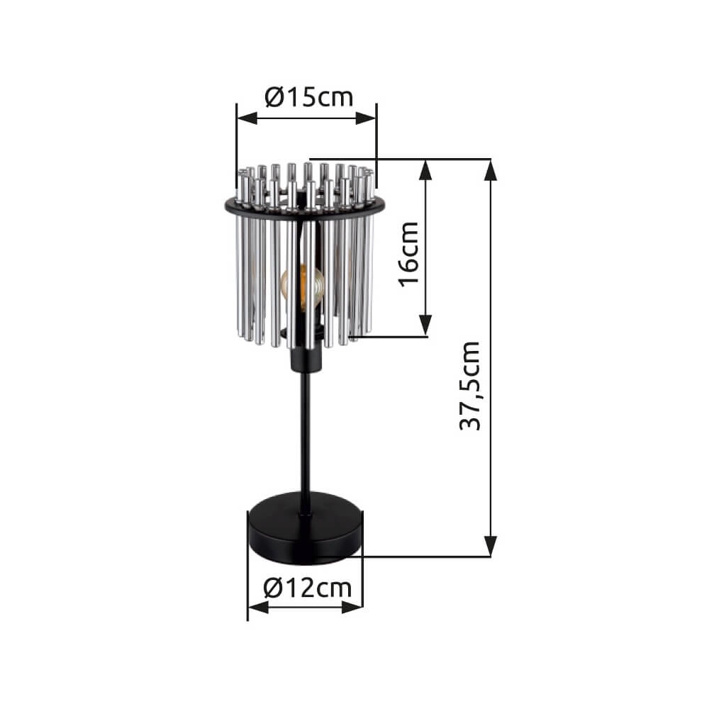 Zwarte tafellamp Gorley met smoke glas Ø 15cm Globo 9007371454181