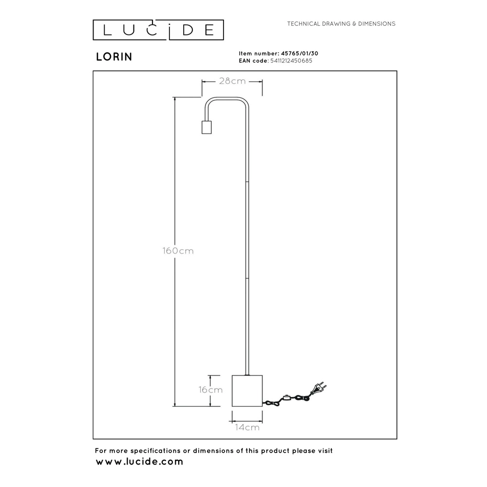 Vloerlamp Lorin zwart Lucide 5411212450685