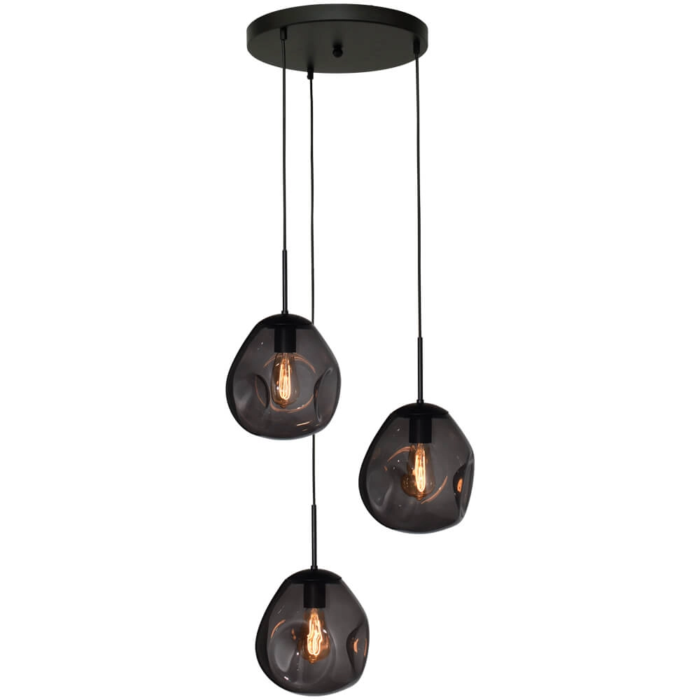 Pendel hanglamp Lava 3x smoke glas Ø 24cm