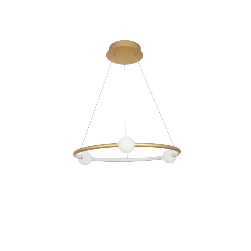 Hanglamp Celia goud met wit rond horizontaal Lyora 5212017429322