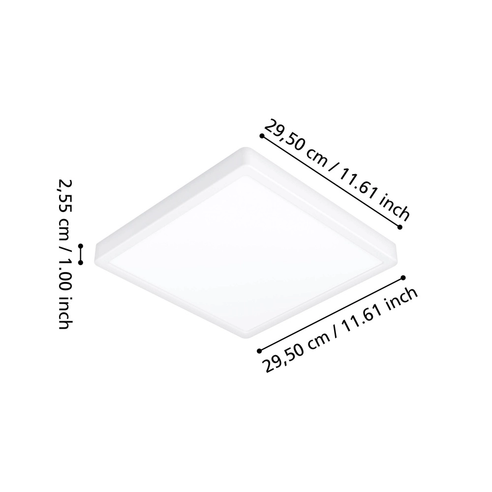 Plafonnière IP44 Fueva 6-Z vierkant - wit - 29,5x29,5cm Eglo 9008606330584