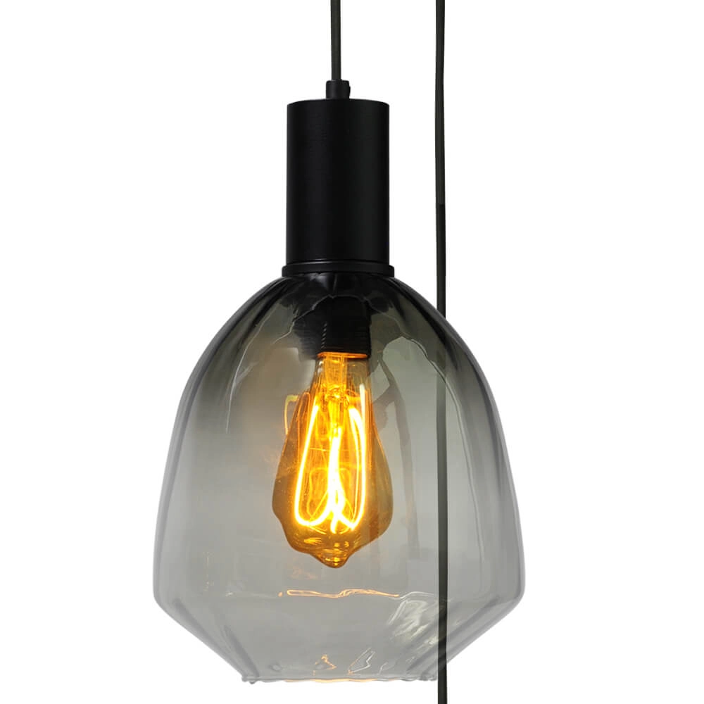 3-lichts vide hanglamp - zwart - Porto met Nicolette green glazen Masterlight 8718121270937