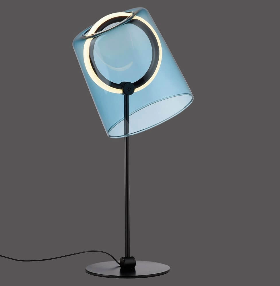 Tafellamp Zula zwart met blauw glas Paul Neuhaus 4012248385883